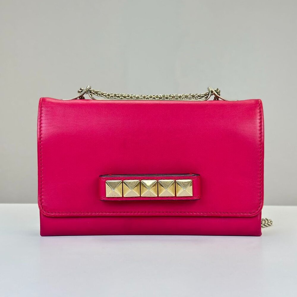 Valentino Pink Leather Chain Shoulder Bag Crossbody